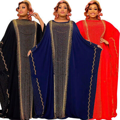 AFRICAN DUBAI ABAYA WOMEN CHIFFON LONG MAXI DRESS GOWN